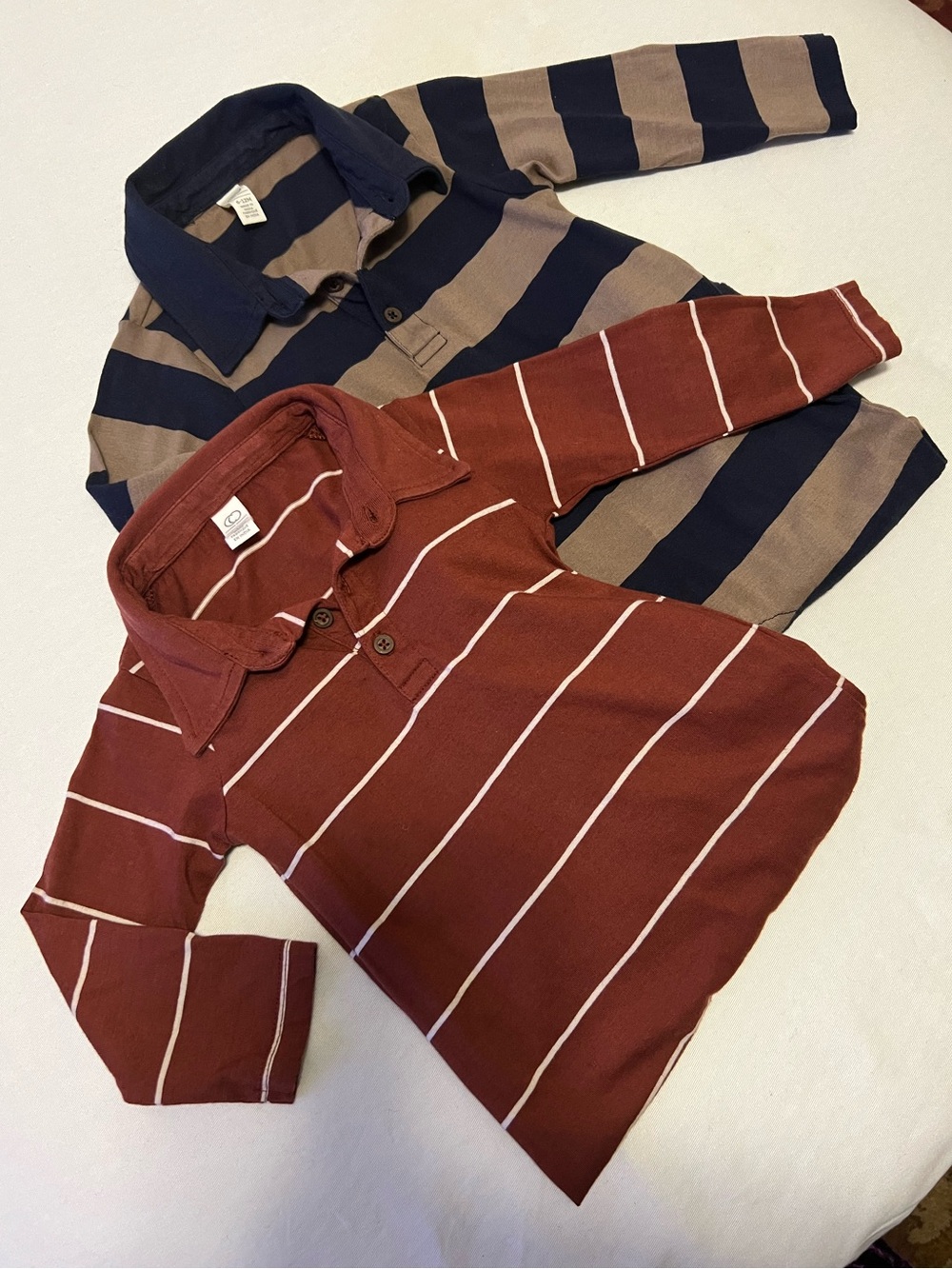 Colored Organics Striped Long-Sleeve Polo Style Sleepers